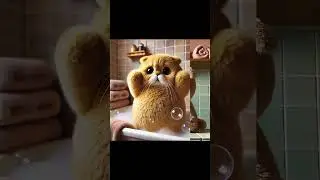 Luna's First Bath Adventure 🛁✨ #PlushCat #FluffyCat #CuteAdventure #BathtimeFun #StuffedToy