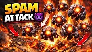 NO SKILL SPAM ATTACK 🔥 | 8x Meteor Golem Destroys War Base