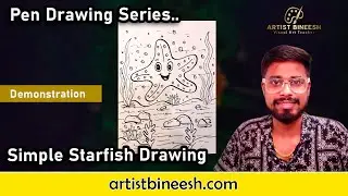 Star fish pen drawing demonstration | online class for kids | Artist Bineesh