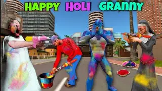 Rope Hero Playing Holi Colour With Granny In Vice Town | Rope Hero Vice Town | Black Spider 2.0