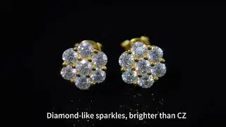 7 Stone Flower Stud Earrings
