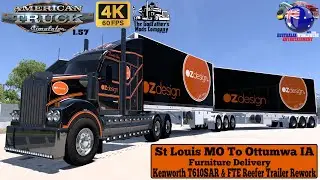 ATS 1.57 | St Louis MO To Ottumwa IA | Kenworth T610 SAR & FTE Reefer Trailer Rework #scssoftware