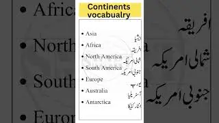 Continents Names in English and Urdu | Learn Continents with Urdu Translation