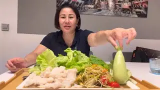 I can’t move on from fish fillet,￼ 🤤ส้มตำกับเนื้อปลานุ่มๆผักจากสวนทุกต้น🌶️8.8.24 Ep 29