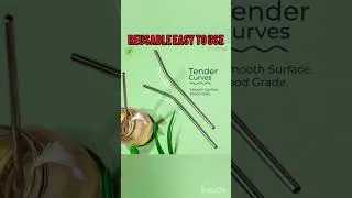 Just99/- Amazon finds stainless steel straw with cleaning brush set of 5#amazonfinds#straw#subscribe