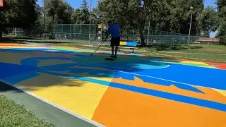 'Slam dunk' | Stockton basketball court blessed with colorful mural