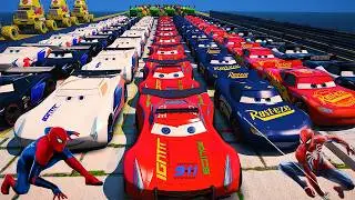 GTA 5 SPIDERMAN Cars Challenge Lightning & Monster McQueen Jackson Storm Miss Fritter & Friends Cars