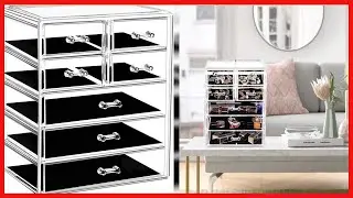 Clear Acrylic Makeup Organizer with Large Capacity and Velvet-Lined Drawers