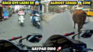 Almost Crash 😱 Cow 🐄 || Papa Ki Thok Deti Aaj 😱|| Haypar Ride on R15v4 ❤️ 