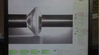 Wheel-bruting of polished diamond: final stage (Monitor-view)
