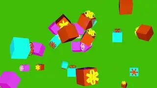 Gift box flying green screen