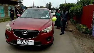 Prophetess Grace of Outcome of victory church Nakuru glad entrance at her church anniversary.