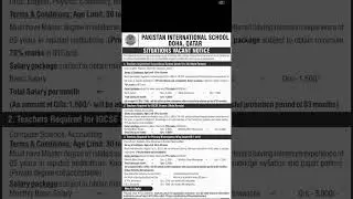 #Pakistan international school Doha,Qatar# Vacant seats#
