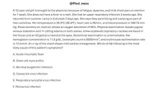 CASE STUDY 3 - Fatigue, Dyspnea, Chest Pain on Exertion in a Child