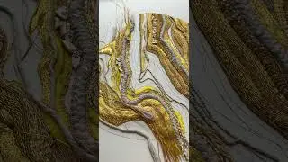 Process of 'Unsewn'. Solid sculptural goldwork embroidery on silk.