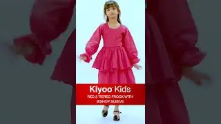 KIYOO KIDS RED 2 TIERED FROCK WITH BISHOP SLEEVE #kiyooclothing #trending #kiyoo