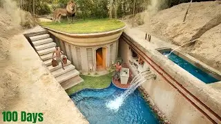 Building a Secret Underground Villa with Primitive Tools | 8K Cinematic |100 Days