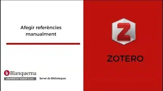 Afegir refer&egrave;ncies a Zotero Manualment