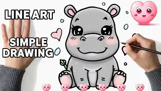 How to Draw a Cute Hippo | Easy Aesthetic Drawing Tutorial