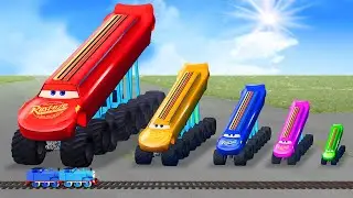 Big & Small: Long Body Lightning McQueen vs Thomas Trains | BeamNG.Drive