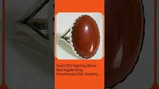 Solid 925 Sterling Silver Red Agate Ring Handmade USA Jewelry Size 7.25 Jewelry