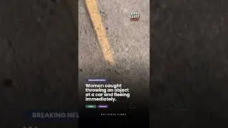 Woman Caught Throwing Object at Car and Fleeing.   #CaughtOnCamera #CarAttack #ShockingMoment