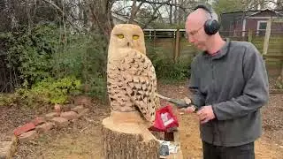 Snowy Owl Chainsaw Carving