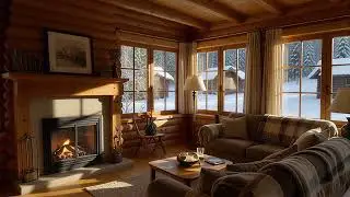 Cozy Winter Cabin Fireplace ❄️🔥 | 1 Hour Relaxing Snow View & Crackling Fire | Relaxing Views