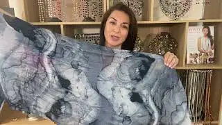 Silk Scarf - blue marble - Maria Nicola