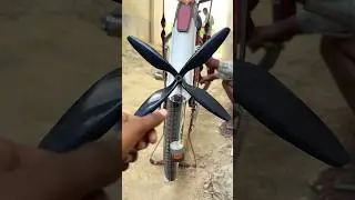 Running a Drone Motor with a 4-Blade Propeller Using a Bicycle Wheel &bull; DC Motor