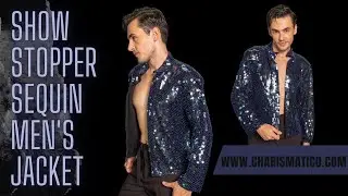 CHARISMATICO Iridescent Black Showstopper Sequin Men's Jacket