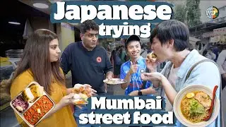 Japanese trying Mumbai Street Food | Pav Bhaji | Pani Puri | Khaugalli
