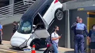 Carro despenca do alto do estacionamento do Tauste em Jundia&iacute;
