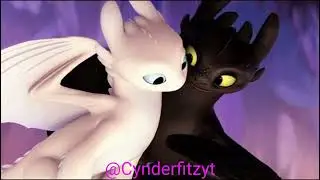 Toothless x lightfury cuddle up 🖤🤍🙀