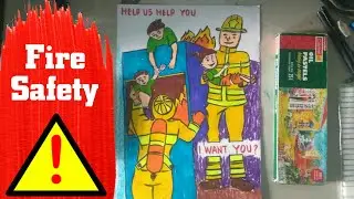 Fire Safety Poster Drawing Tutorial : Halp Us Halp You | I Want You ? | Stop Fire | Save Life.