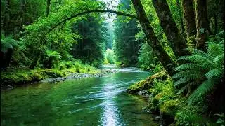 Calming Forest Ambience Sounds | Peaceful River Flowing Ambience | Morning Birds Chirping Ambience