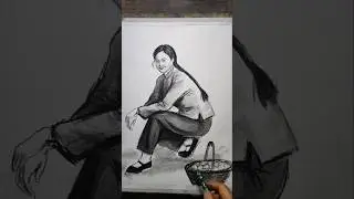 Village Woman Sitting Pencil Sketch ✏️ Realistic Rural Life Art 😍 #PencilSketch #VillageArt