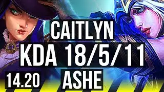 CAITLYN & Thresh vs ASHE & Pyke (ADC) | 57k DMG, Legendary, 18/5/11 | EUW Diamond | 14.20