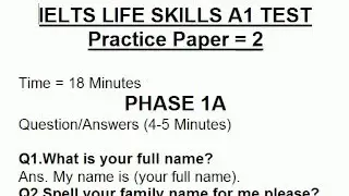 IELTS life skills level A1 Phase 1A Practice