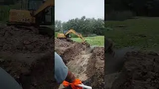 Digging Open The Dam Of The Downpour Causing Water Level Rising Pool To Discharge Flood !