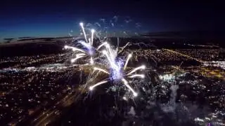 Drone aerial of Canada day fireworks @ Canada's Wonderland in 2K