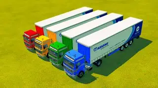 COLORFUL TRUCKS TRANSPORT BY TRAIN  - Farming Simulator 22