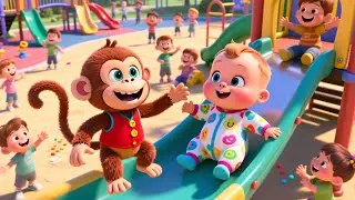 Monkey Slide Fun Time 🐵🛝 | Fun Learning & Play for Kids | Preschool Adventure Video