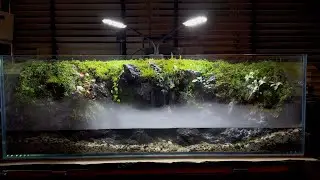 90cm Foggy Waterfall with multiple river stream | Mossy Cliff |