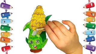 Shopkins corn drawing Шопкинс кукуруза рисуем красками