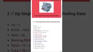 2 hp motor winding data #shorts #winding #motorwinding