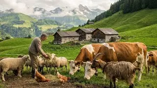 A SLOW DAY on a Mountain Farm - Peaceful Countryside Life & ASMR Farm Work