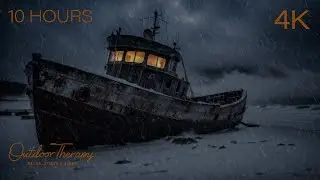 Shipwrecked Snowstorm: 10-Hour Blizzard Ambience in a  Frozen Trawler | RELAX | STUDY | SLEEP
