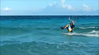 strapless kitesurfing trick. flamengo jibe, handplant jibe