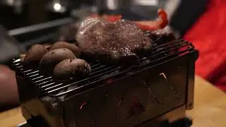 (자막) 우중캠핑 - 목살 직화구이, 레토르트 커리, 숙주대패볶음, 표고버섯 구이